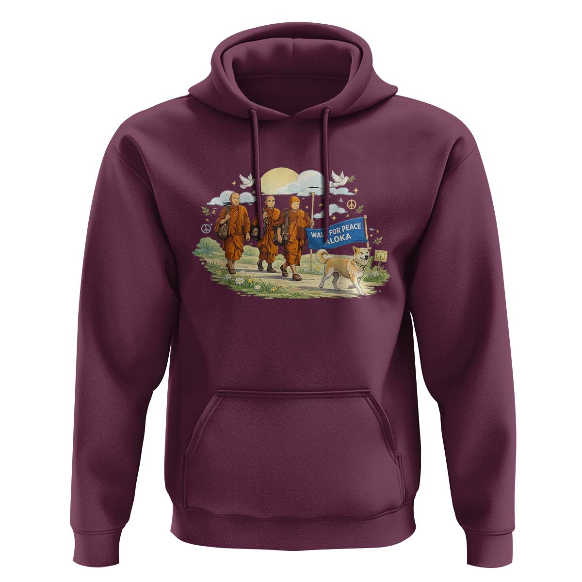 Walk for Peace Monks with Aloka the Dog Hoodie Spiritual Pilgrimage Buddhist Inspired - Wonder Print Shop