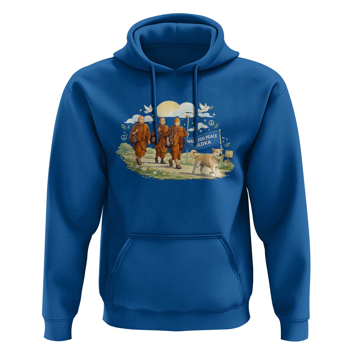Walk for Peace Monks with Aloka the Dog Hoodie Spiritual Pilgrimage Buddhist Inspired - Wonder Print Shop