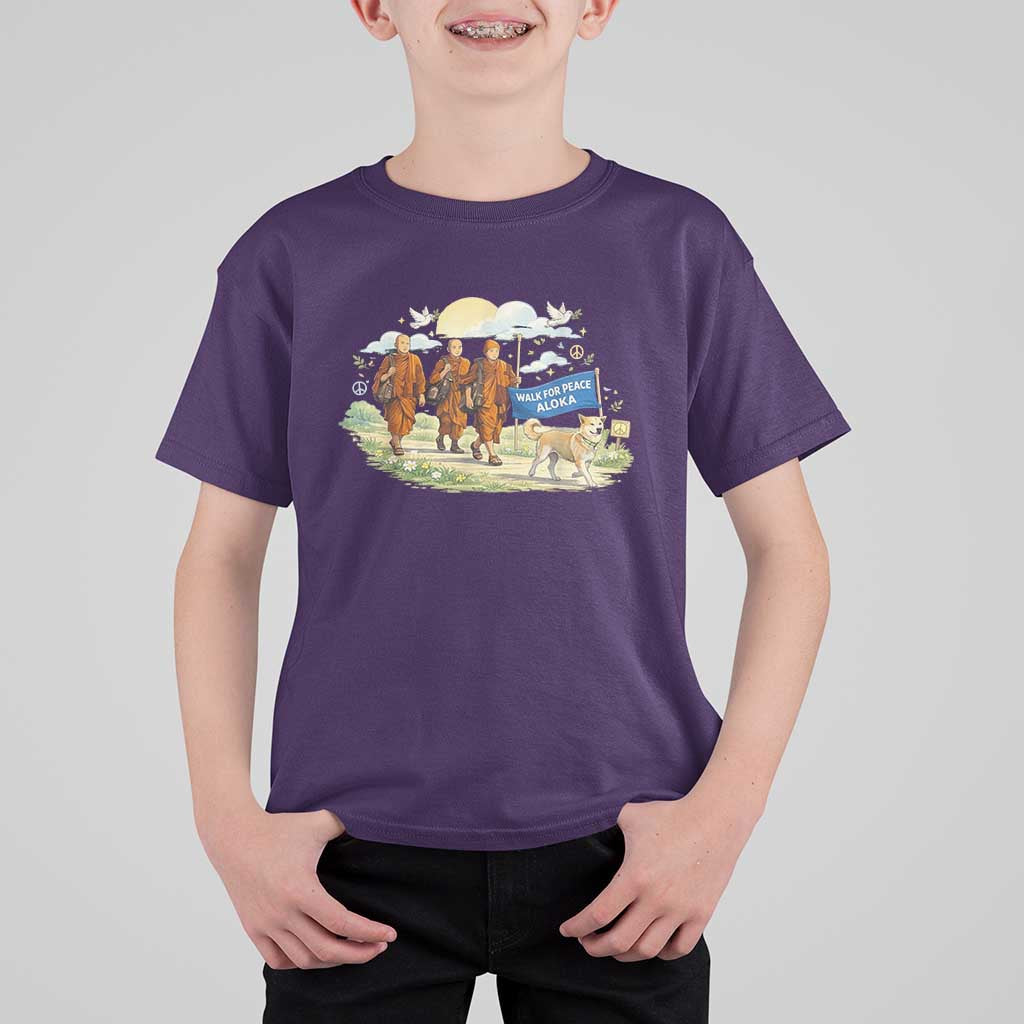 Walk for Peace Monks with Aloka the Dog T Shirt For Kid Spiritual Pilgrimage Buddhist Inspired - Wonder Print Shop