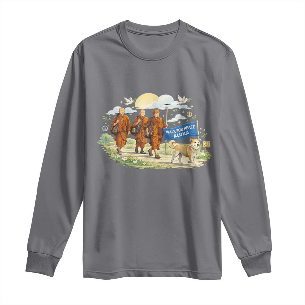 Walk for Peace Monks with Aloka the Dog Long Sleeve Shirt Spiritual Pilgrimage Buddhist Inspired - Wonder Print Shop
