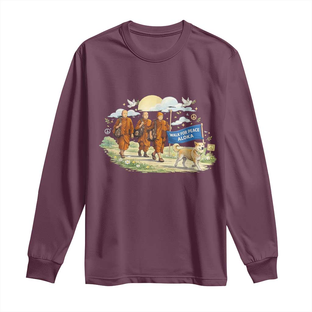 Walk for Peace Monks with Aloka the Dog Long Sleeve Shirt Spiritual Pilgrimage Buddhist Inspired - Wonder Print Shop