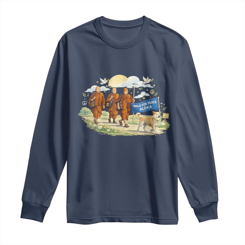 Walk for Peace Monks with Aloka the Dog Long Sleeve Shirt Spiritual Pilgrimage Buddhist Inspired - Wonder Print Shop