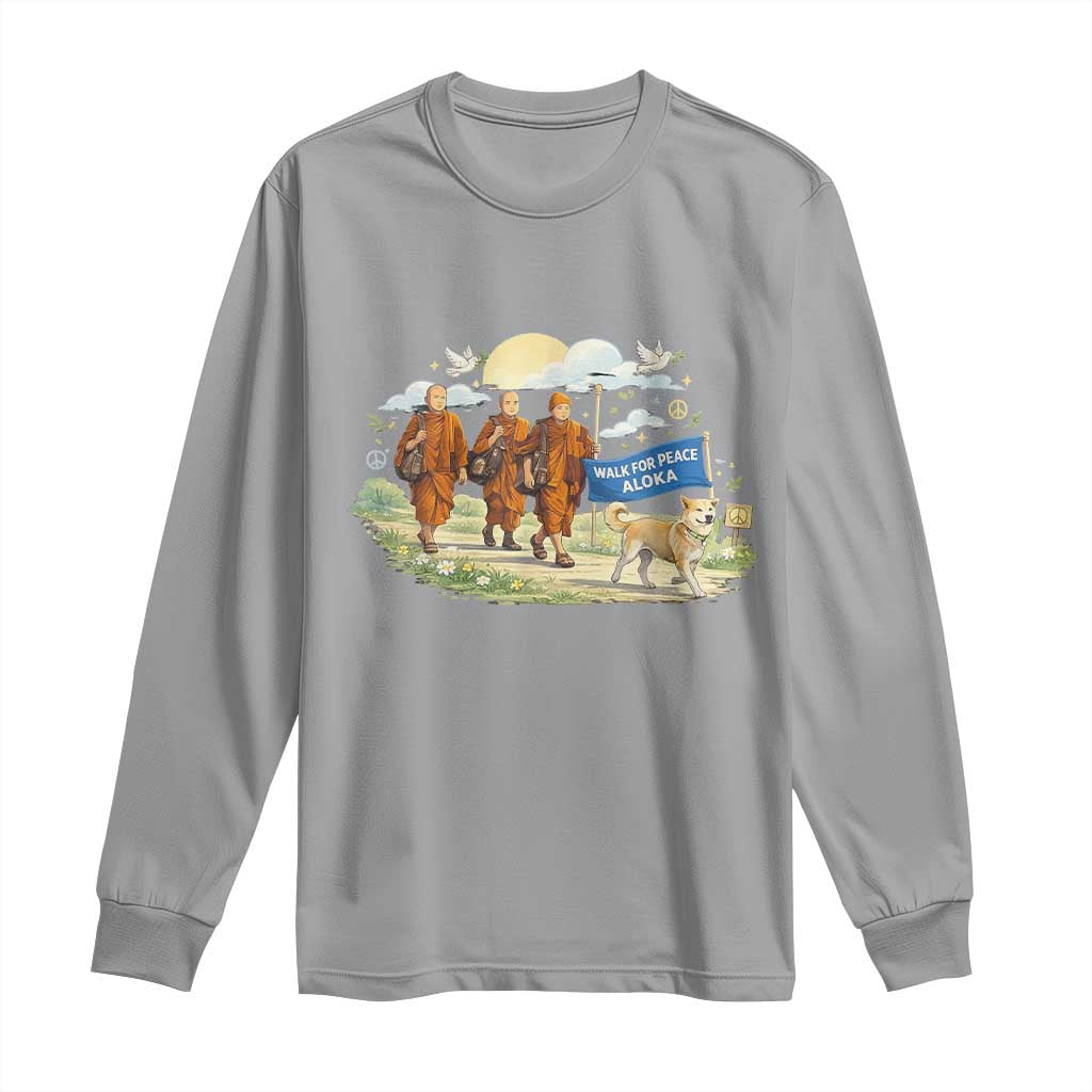 Walk for Peace Monks with Aloka the Dog Long Sleeve Shirt Spiritual Pilgrimage Buddhist Inspired - Wonder Print Shop