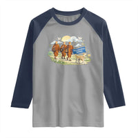 Walk for Peace Monks with Aloka the Dog Raglan Shirt Spiritual Pilgrimage Buddhist Inspired - Wonder Print Shop