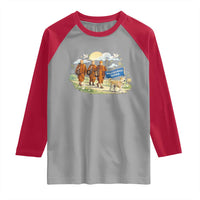 Walk for Peace Monks with Aloka the Dog Raglan Shirt Spiritual Pilgrimage Buddhist Inspired - Wonder Print Shop
