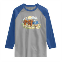 Walk for Peace Monks with Aloka the Dog Raglan Shirt Spiritual Pilgrimage Buddhist Inspired - Wonder Print Shop