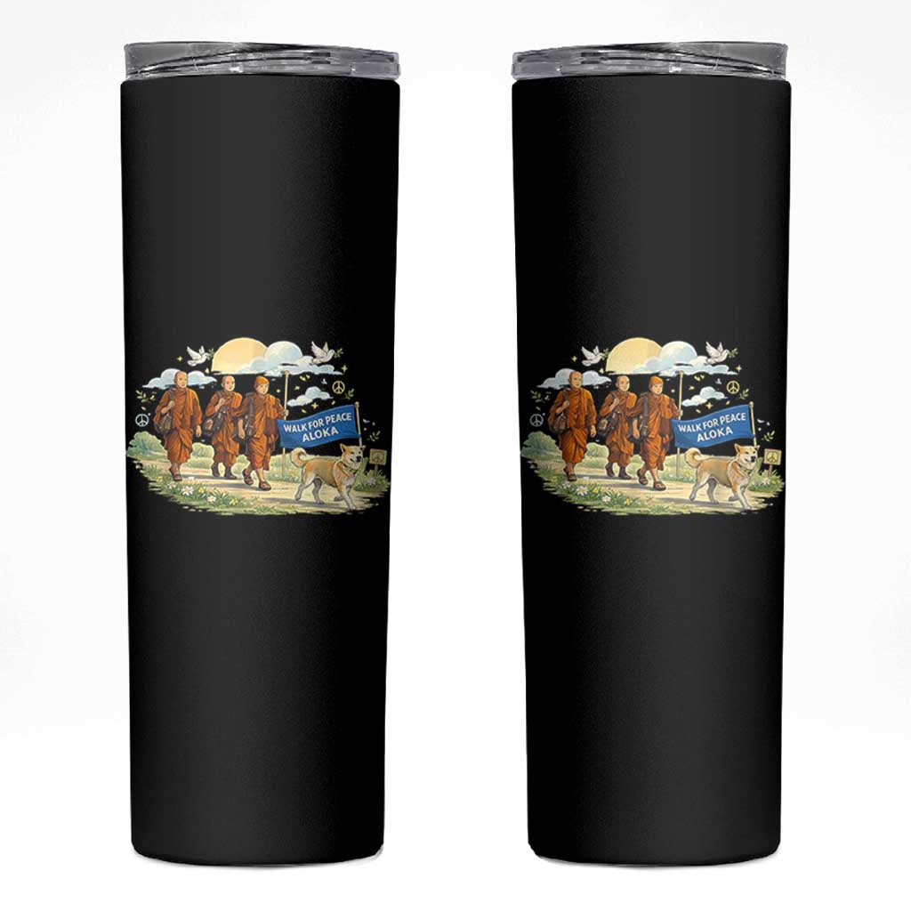 Walk for Peace Monks with Aloka the Dog Skinny Tumbler Spiritual Pilgrimage Buddhist Inspired - Wonder Print Shop