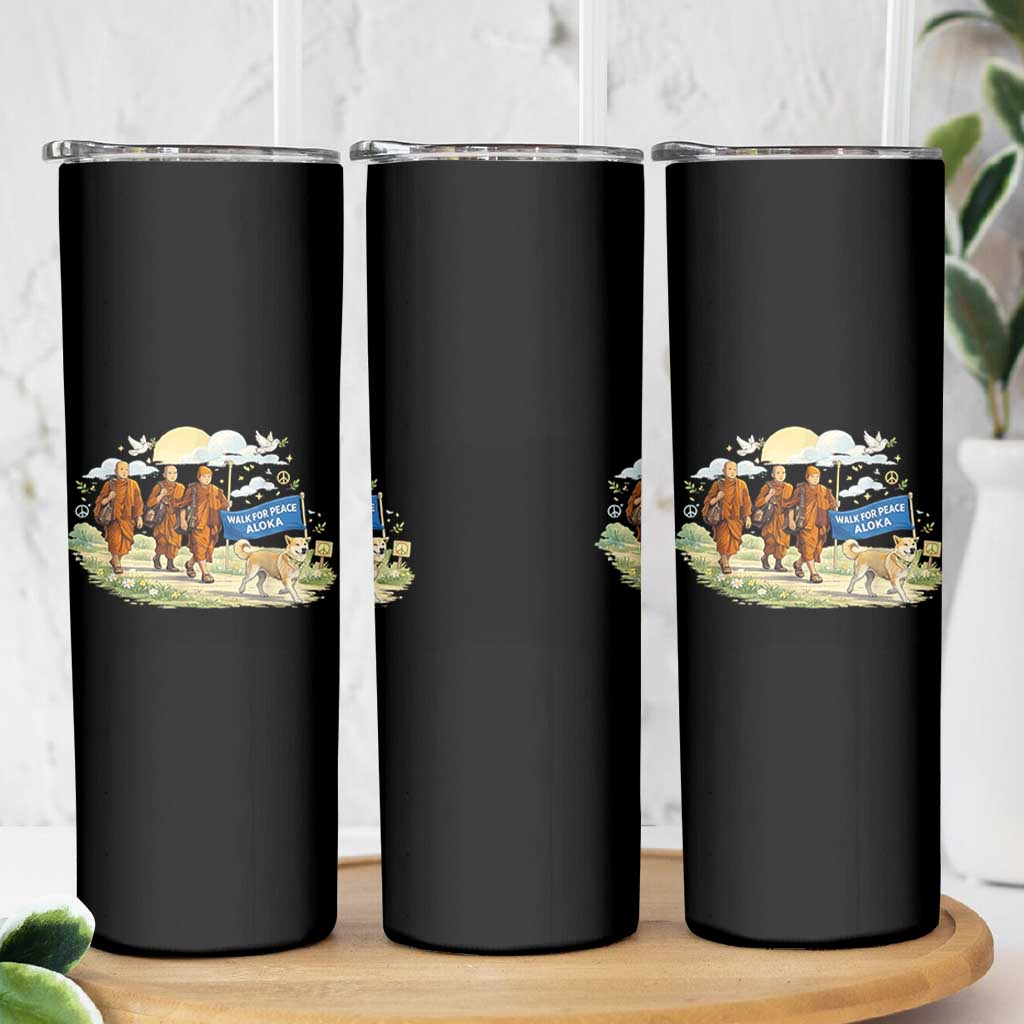 Walk for Peace Monks with Aloka the Dog Skinny Tumbler Spiritual Pilgrimage Buddhist Inspired - Wonder Print Shop