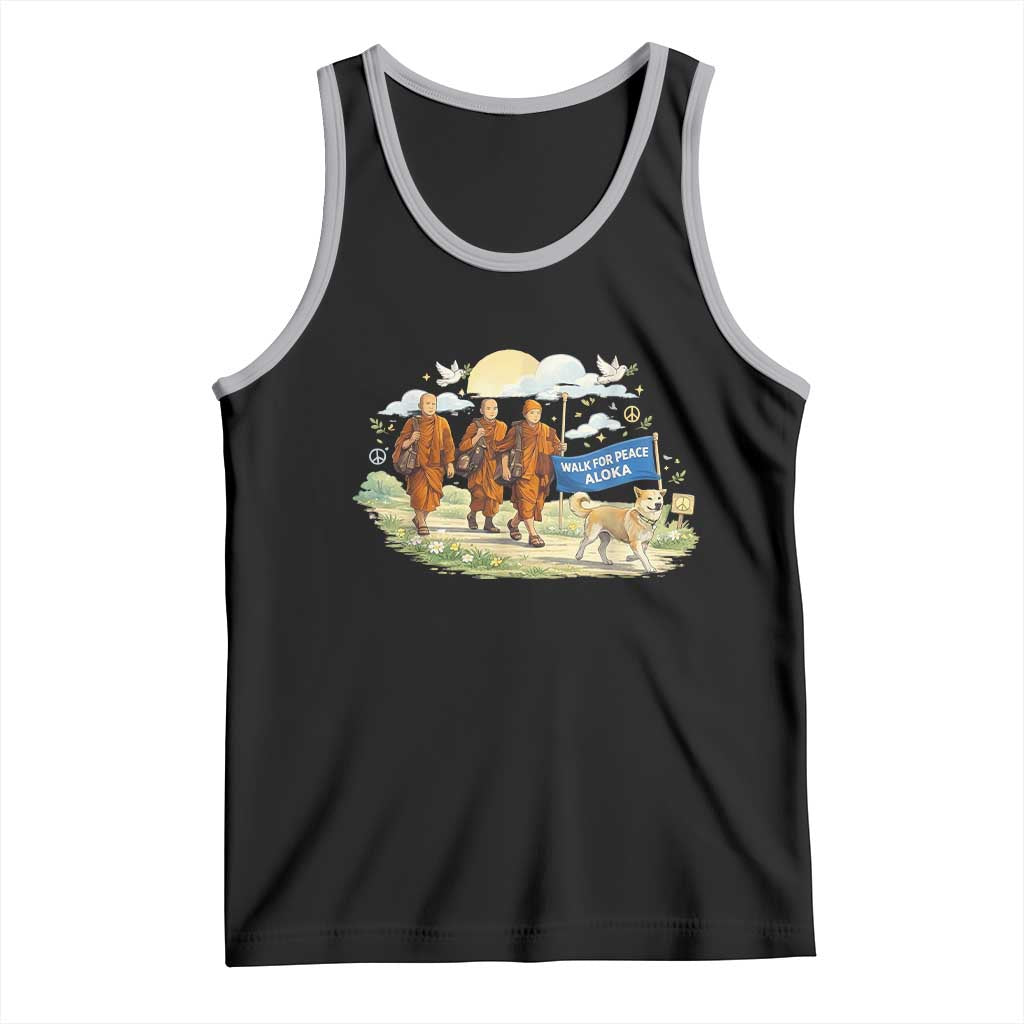 Walk for Peace Monks with Aloka the Dog Tank Top Spiritual Pilgrimage Buddhist Inspired - undefined