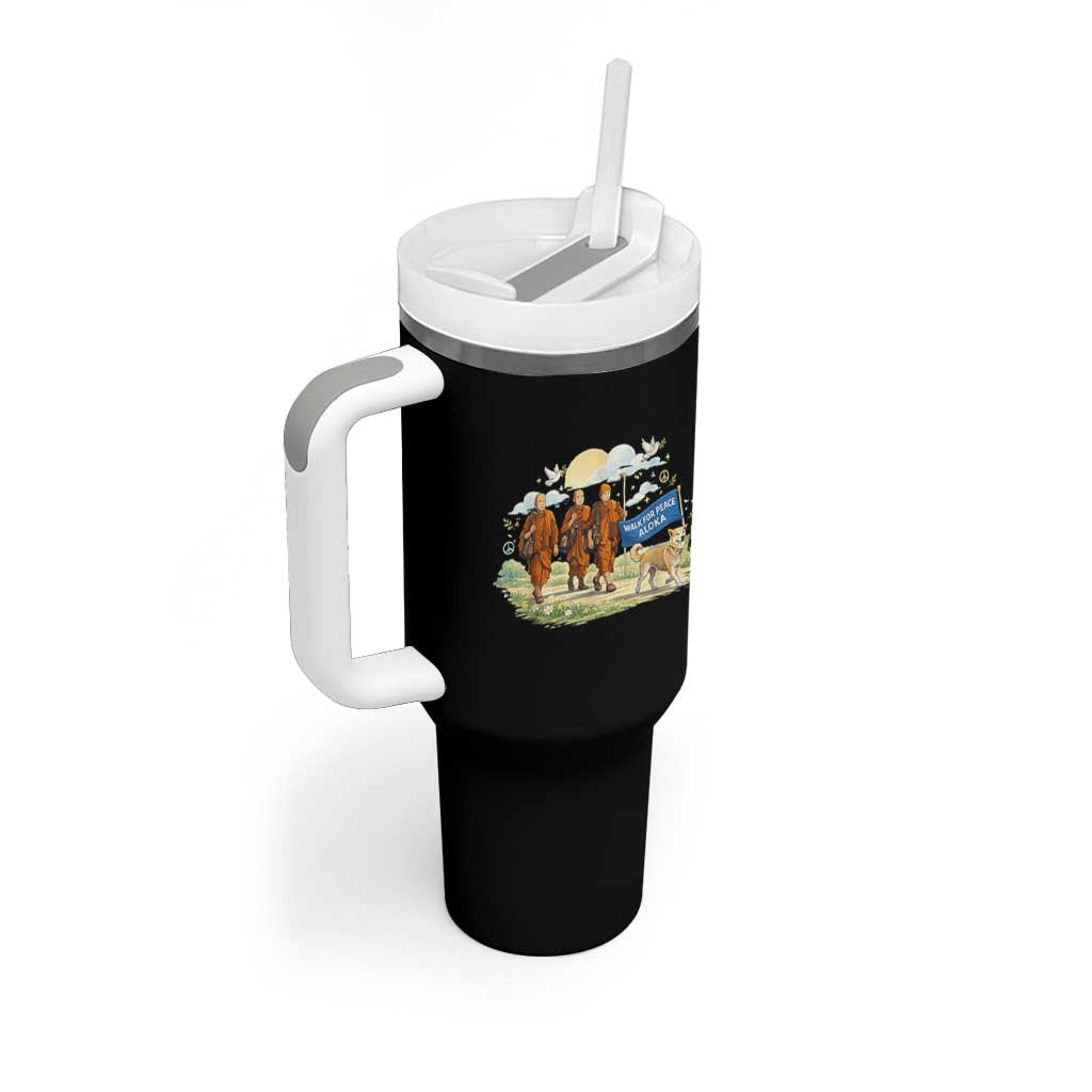 Walk for Peace Monks with Aloka the Dog Tumbler With Handle Spiritual Pilgrimage Buddhist Inspired - Wonder Print Shop