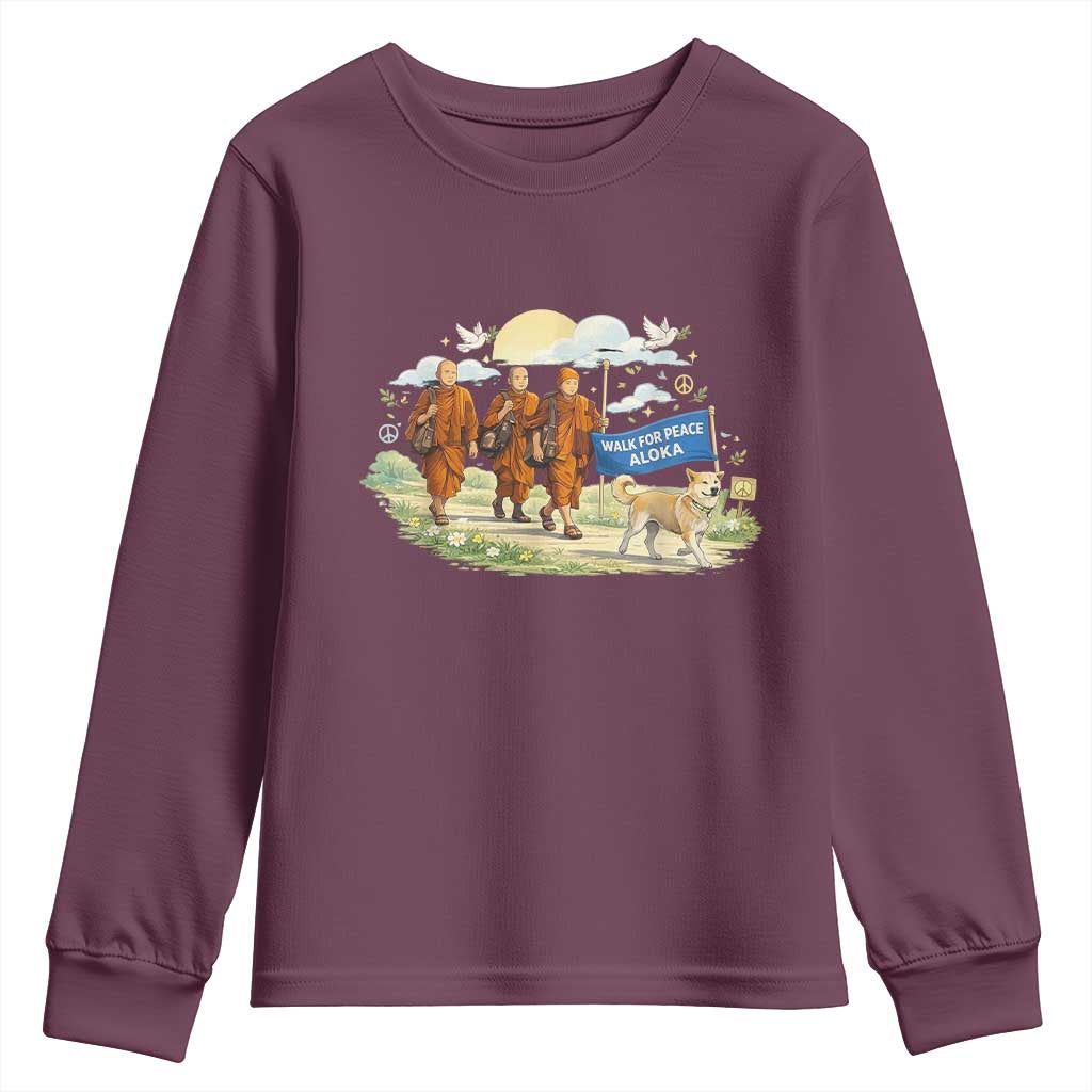 Walk for Peace Monks with Aloka the Dog Youth Sweatshirt Spiritual Pilgrimage Buddhist Inspired - Wonder Print Shop