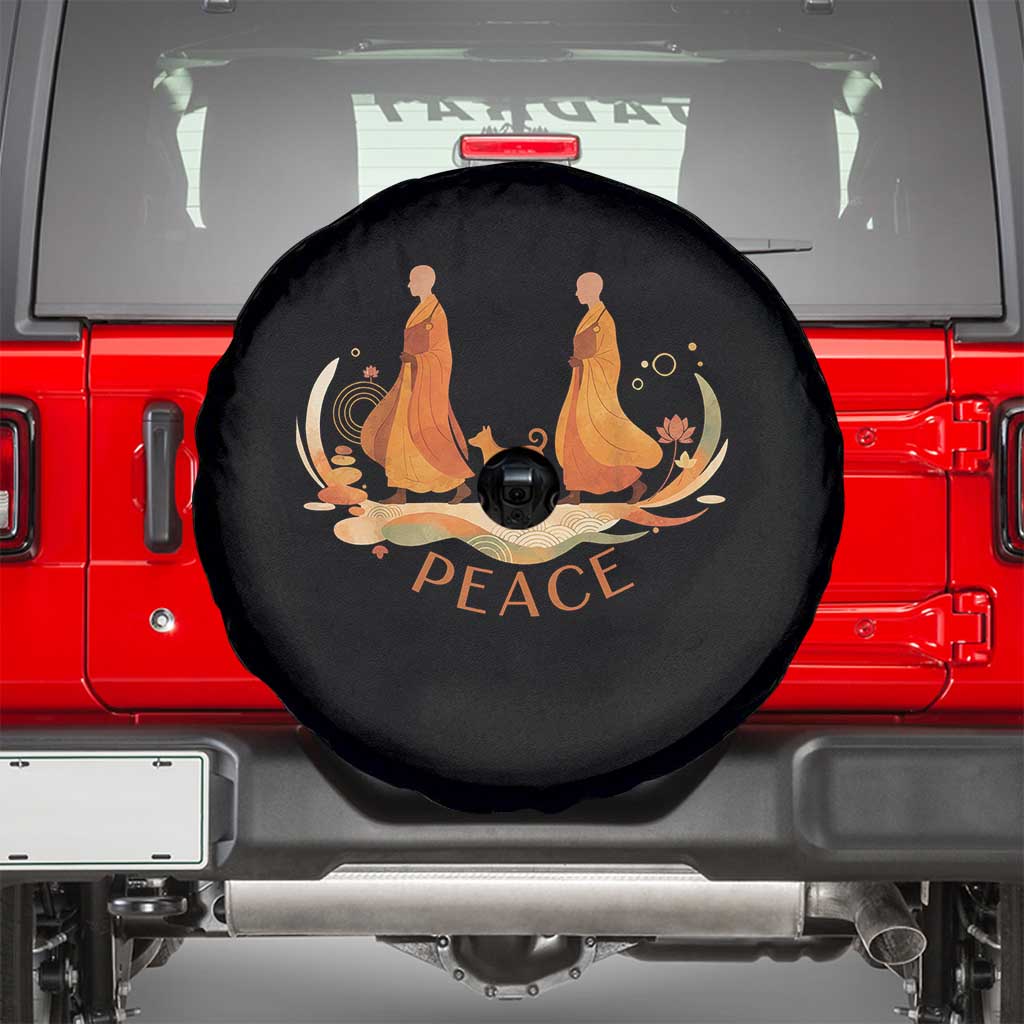 Peaceful Monks Walk with Aloka the Dog Spare Tire Cover Zen Art Buddhism Harmony - Wonder Print Shop