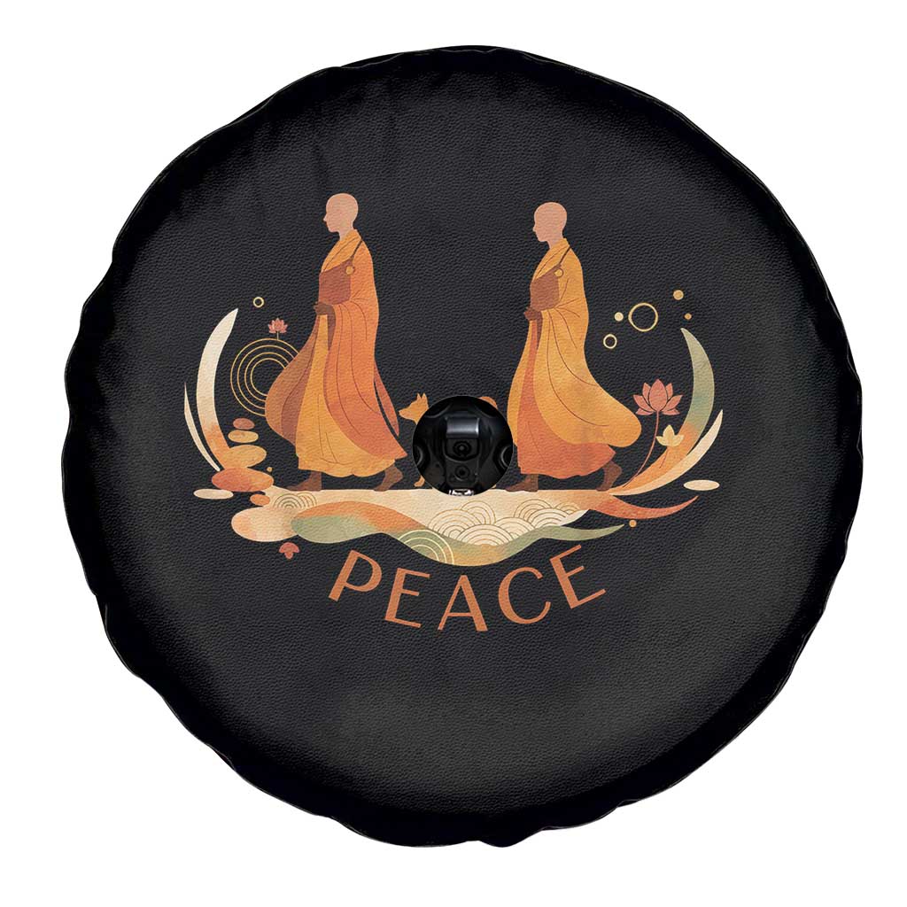 Peaceful Monks Walk with Aloka the Dog Spare Tire Cover Zen Art Buddhism Harmony - Wonder Print Shop