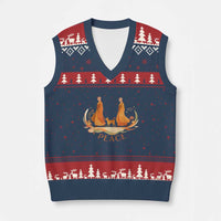 Peaceful Monks Walk with Aloka the Dog V-Neck Knit Sweater Vest Zen Art Buddhism Harmony - Wonder Print Shop