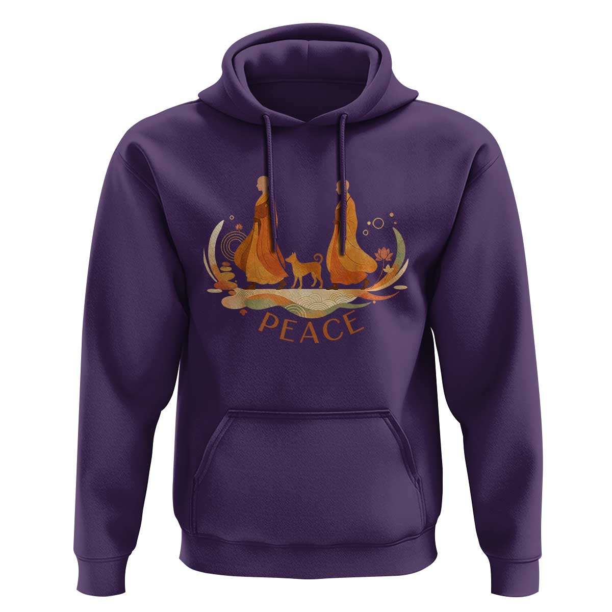 Peaceful Monks Walk with Aloka the Dog Hoodie Zen Art Buddhism Harmony - Wonder Print Shop