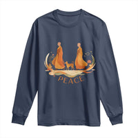 Peaceful Monks Walk with Aloka the Dog Long Sleeve Shirt Zen Art Buddhism Harmony - Wonder Print Shop