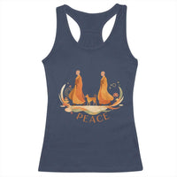 Peaceful Monks Walk with Aloka the Dog Racerback Tank Top Zen Art Buddhism Harmony - Wonder Print Shop