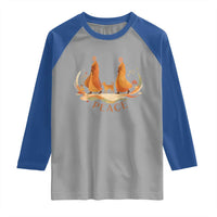 Peaceful Monks Walk with Aloka the Dog Raglan Shirt Zen Art Buddhism Harmony - Wonder Print Shop