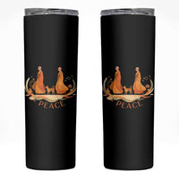 Peaceful Monks Walk with Aloka the Dog Skinny Tumbler Zen Art Buddhism Harmony - Wonder Print Shop
