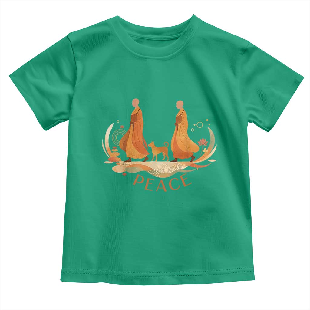 Peaceful Monks Walk with Aloka the Dog Toddler T Shirt Zen Art Buddhism Harmony - Wonder Print Shop