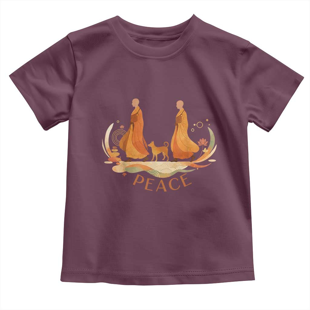 Peaceful Monks Walk with Aloka the Dog Toddler T Shirt Zen Art Buddhism Harmony - Wonder Print Shop