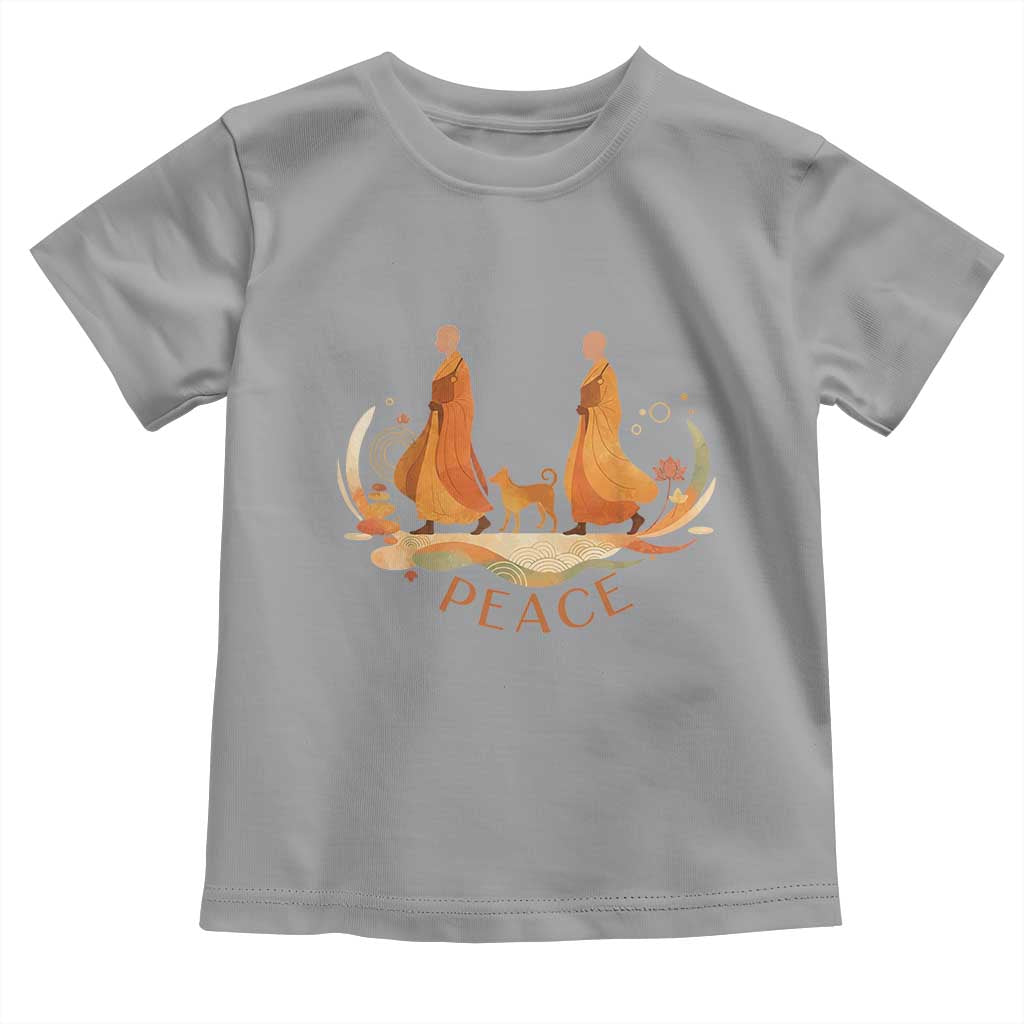 Peaceful Monks Walk with Aloka the Dog Toddler T Shirt Zen Art Buddhism Harmony - Wonder Print Shop