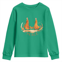Peaceful Monks Walk with Aloka the Dog Youth Sweatshirt Zen Art Buddhism Harmony - Wonder Print Shop