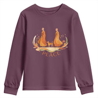 Peaceful Monks Walk with Aloka the Dog Youth Sweatshirt Zen Art Buddhism Harmony - Wonder Print Shop