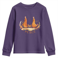 Peaceful Monks Walk with Aloka the Dog Youth Sweatshirt Zen Art Buddhism Harmony - Wonder Print Shop