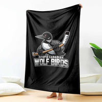 Stupid Canadian Wolf Birds Throw Blanket Funny Common Loon Viral Hockey Romance - Wonder Print Shop