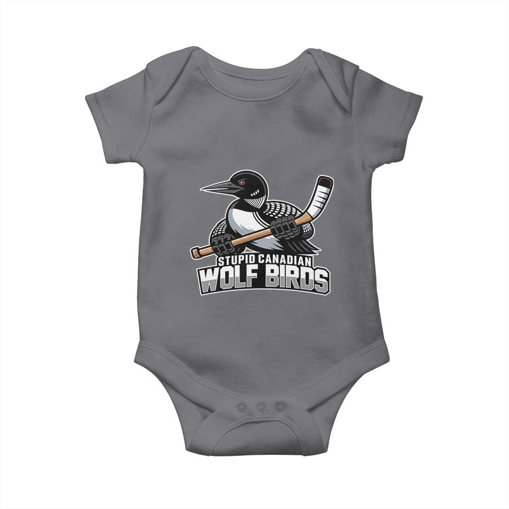 Stupid Canadian Wolf Birds Baby Onesie Funny Common Loon Viral Hockey Romance - Wonder Print Shop