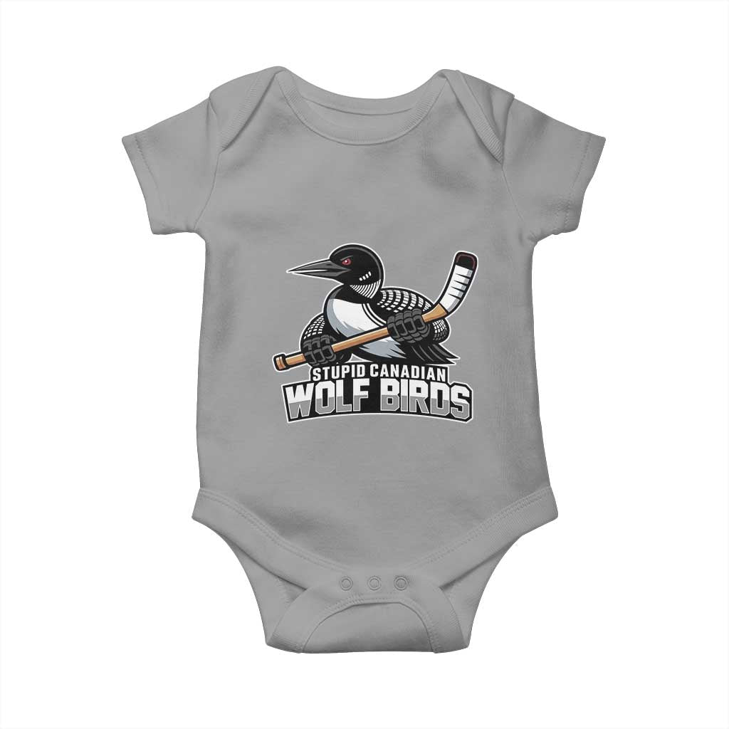Stupid Canadian Wolf Birds Baby Onesie Funny Common Loon Viral Hockey Romance - Wonder Print Shop