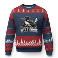 Stupid Canadian Wolf Birds Ugly Christmas Sweater Funny Common Loon Viral Hockey Romance - Wonder Print Shop