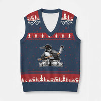 Stupid Canadian Wolf Birds V-Neck Knit Sweater Vest Funny Common Loon Viral Hockey Romance - Wonder Print Shop