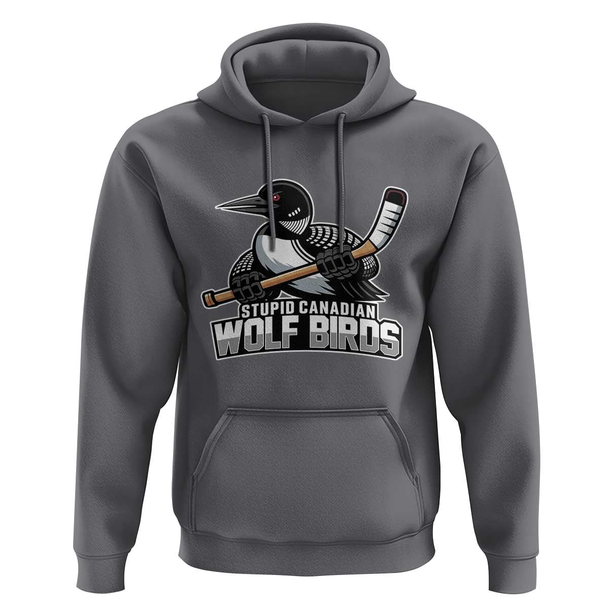 Stupid Canadian Wolf Birds Hoodie Funny Common Loon Viral Hockey Romance - Wonder Print Shop