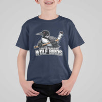 Stupid Canadian Wolf Birds T Shirt For Kid Funny Common Loon Viral Hockey Romance - Wonder Print Shop