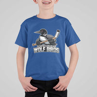 Stupid Canadian Wolf Birds T Shirt For Kid Funny Common Loon Viral Hockey Romance - Wonder Print Shop