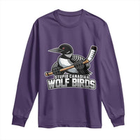 Stupid Canadian Wolf Birds Long Sleeve Shirt Funny Common Loon Viral Hockey Romance - Wonder Print Shop