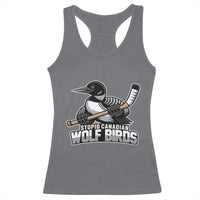 Stupid Canadian Wolf Birds Racerback Tank Top Funny Common Loon Viral Hockey Romance - Wonder Print Shop
