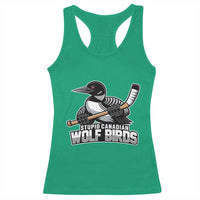 Stupid Canadian Wolf Birds Racerback Tank Top Funny Common Loon Viral Hockey Romance - Wonder Print Shop