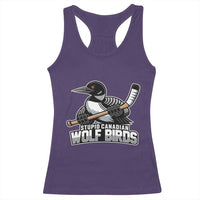 Stupid Canadian Wolf Birds Racerback Tank Top Funny Common Loon Viral Hockey Romance - Wonder Print Shop