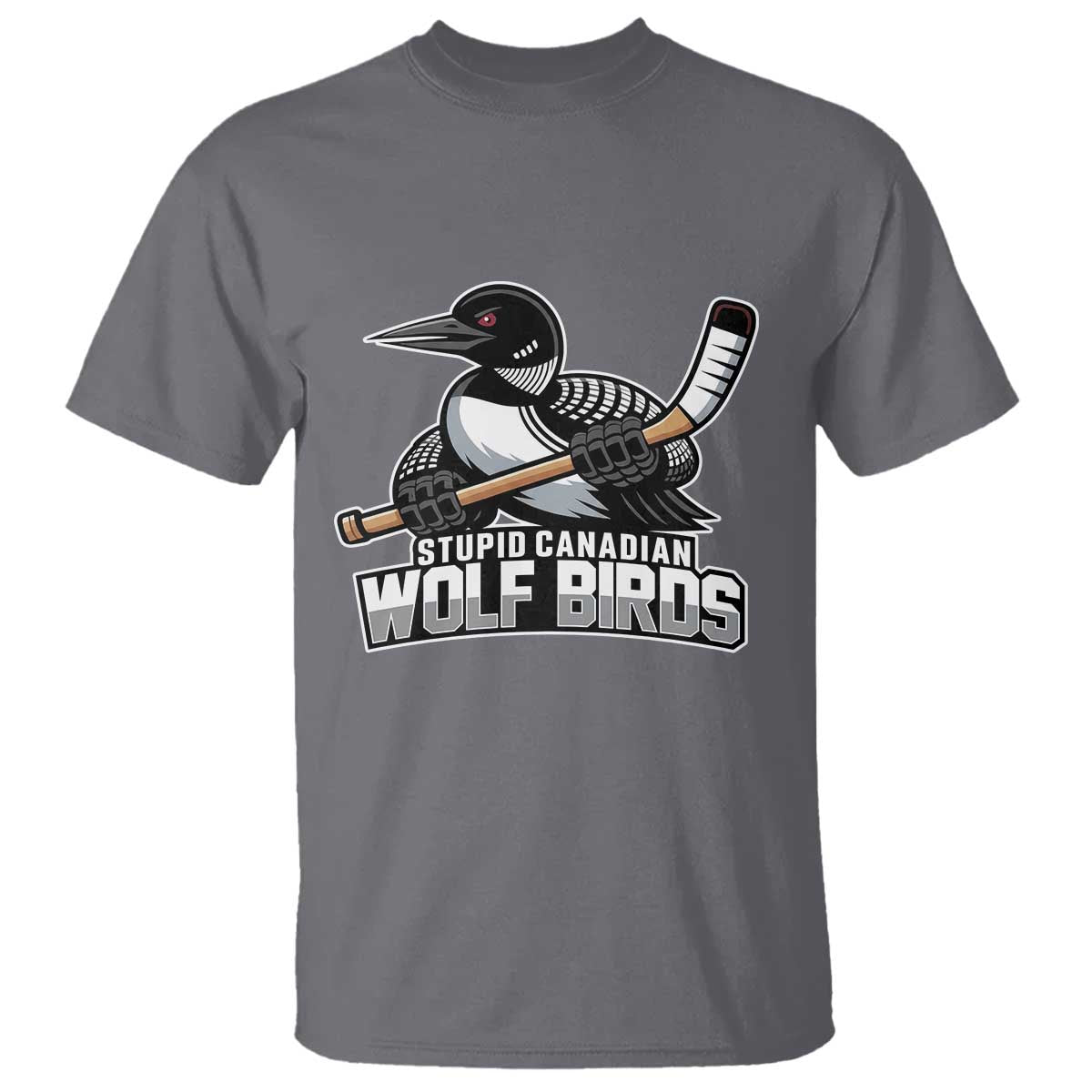 Stupid Canadian Wolf Birds T Shirt Funny Common Loon Viral Hockey Romance - Wonder Print Shop