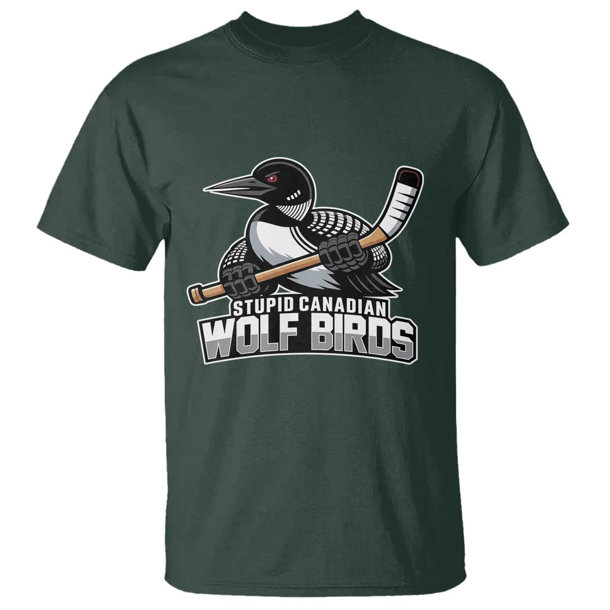 Stupid Canadian Wolf Birds T Shirt Funny Common Loon Viral Hockey Romance - Wonder Print Shop