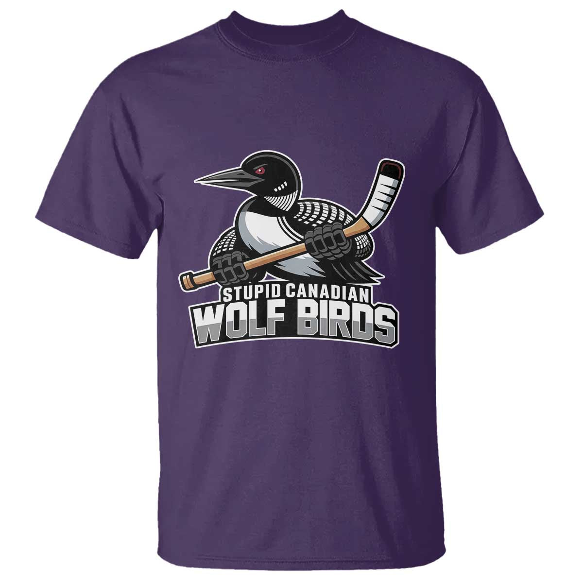 Stupid Canadian Wolf Birds T Shirt Funny Common Loon Viral Hockey Romance - Wonder Print Shop
