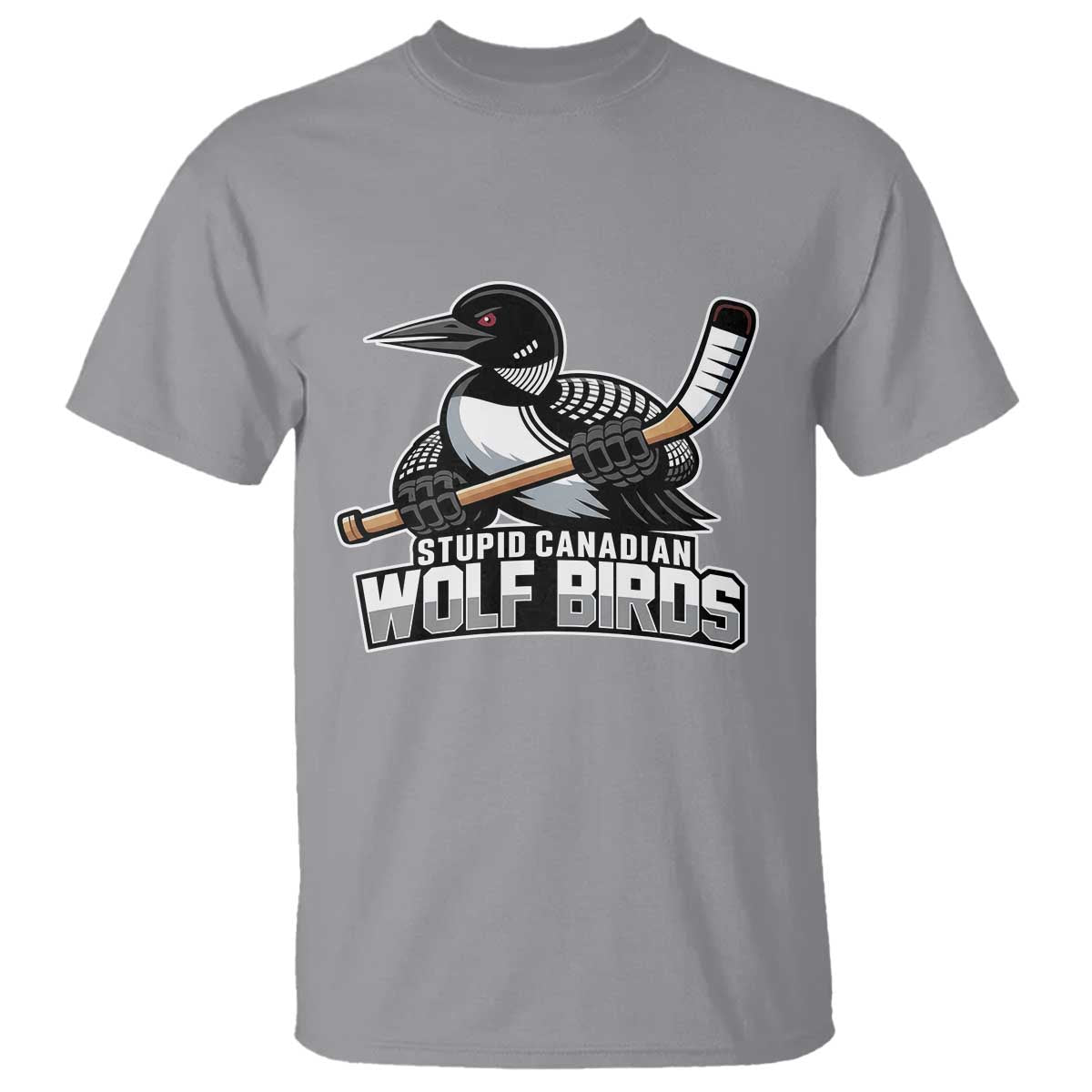 Stupid Canadian Wolf Birds T Shirt Funny Common Loon Viral Hockey Romance - Wonder Print Shop