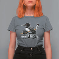 Stupid Canadian Wolf Birds T Shirt For Women Funny Common Loon Viral Hockey Romance - Wonder Print Shop