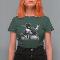 Stupid Canadian Wolf Birds T Shirt For Women Funny Common Loon Viral Hockey Romance - Wonder Print Shop