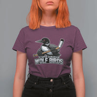 Stupid Canadian Wolf Birds T Shirt For Women Funny Common Loon Viral Hockey Romance - Wonder Print Shop