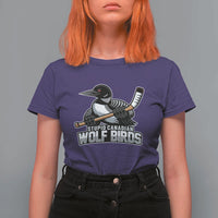 Stupid Canadian Wolf Birds T Shirt For Women Funny Common Loon Viral Hockey Romance - Wonder Print Shop