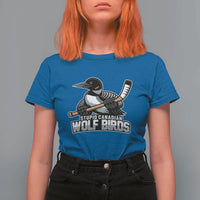 Stupid Canadian Wolf Birds T Shirt For Women Funny Common Loon Viral Hockey Romance - Wonder Print Shop